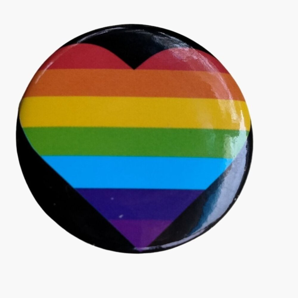 Rainbow Heart Pride Button  LGBTQ  Pin Badge